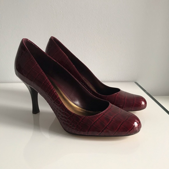 Arturo Chiang Red Wine Snakeskin Pumps Patent Leather Women’s Shoes Vintage Y2K - Picture 9 of 16